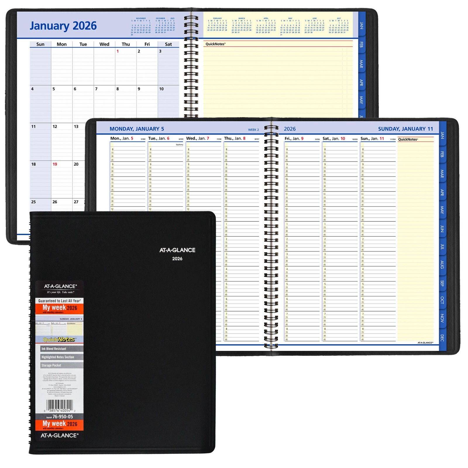 2026 At-A-Glance QuickNotes 76-950-05 Weekly Monthly Appointment Book, 8 x 11"