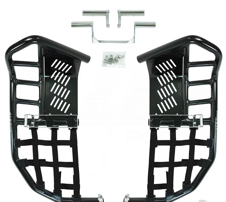 Banshee 350 Raptor 700 Nerf Bar with heel guard Nets Fit Alba Tusk Black J