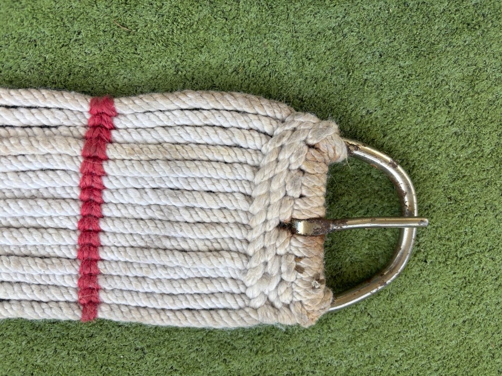 String Western Girth, White with red accents.
