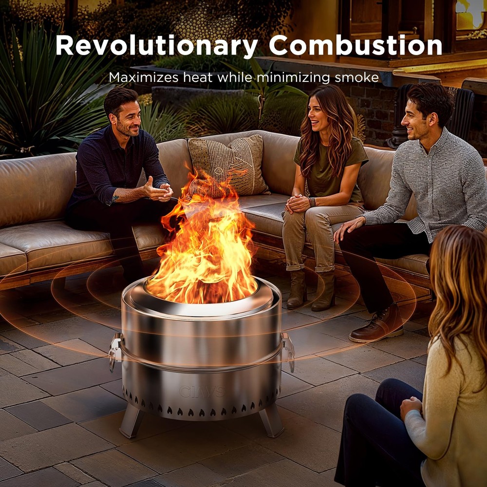 Smokeless Firepit, 21 Inch Fire Pit for Outside with Patented Technology, Lar...