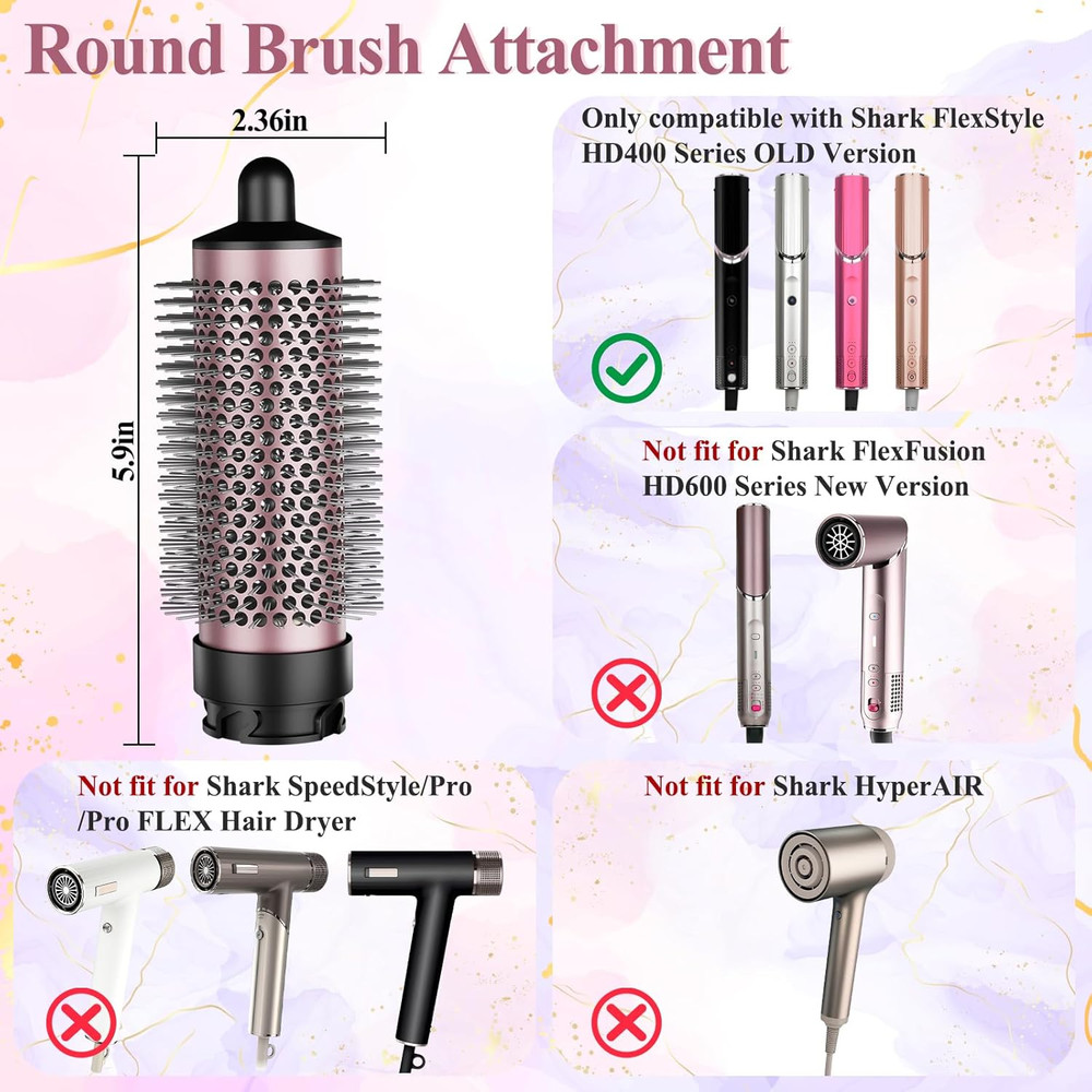 Round Volumizing Brush for Shark Flexstyle Attachment, Normal round Brush Compat