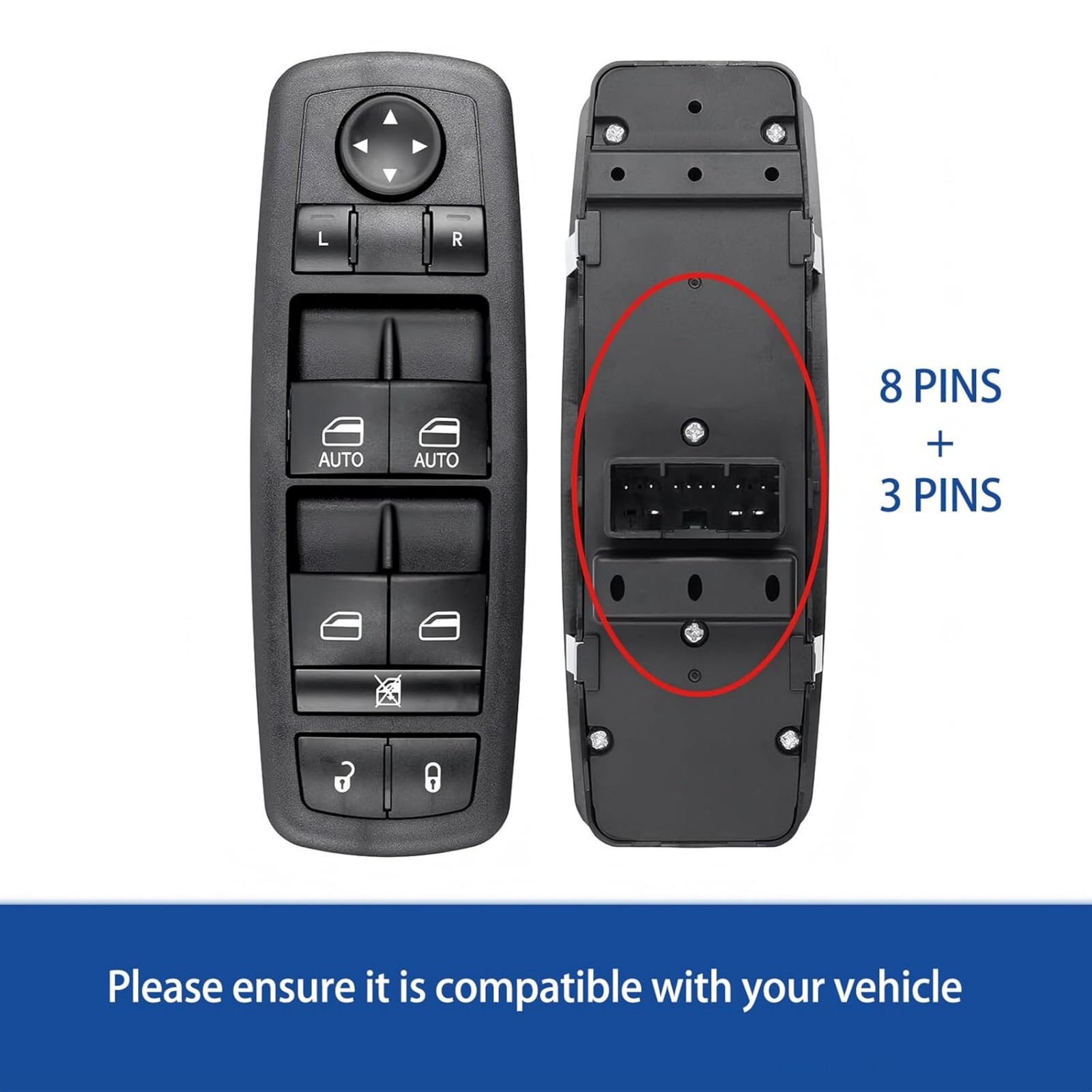 Power Window Master Switch for 2011–2019 Dodge Charger Driver Side Control