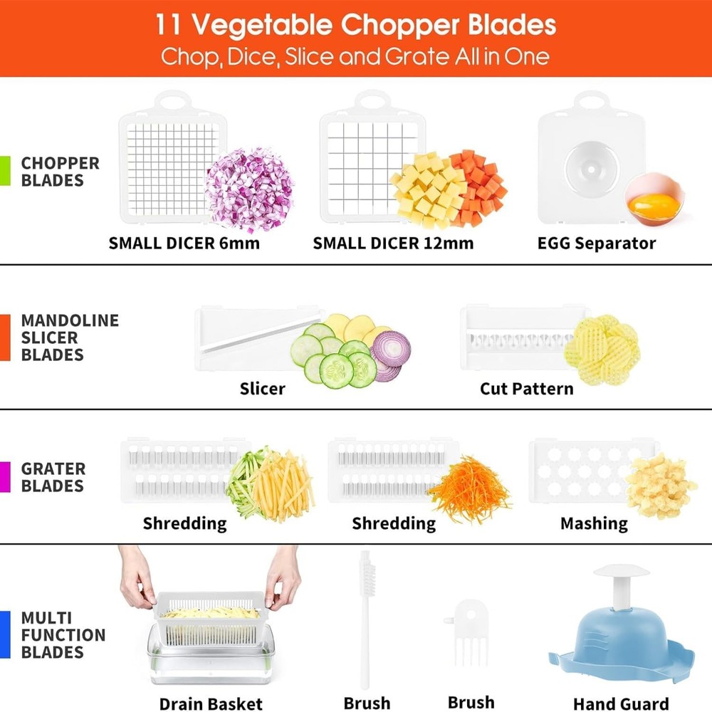12-in-1 Multifunctional Vegetable Chopper with Container