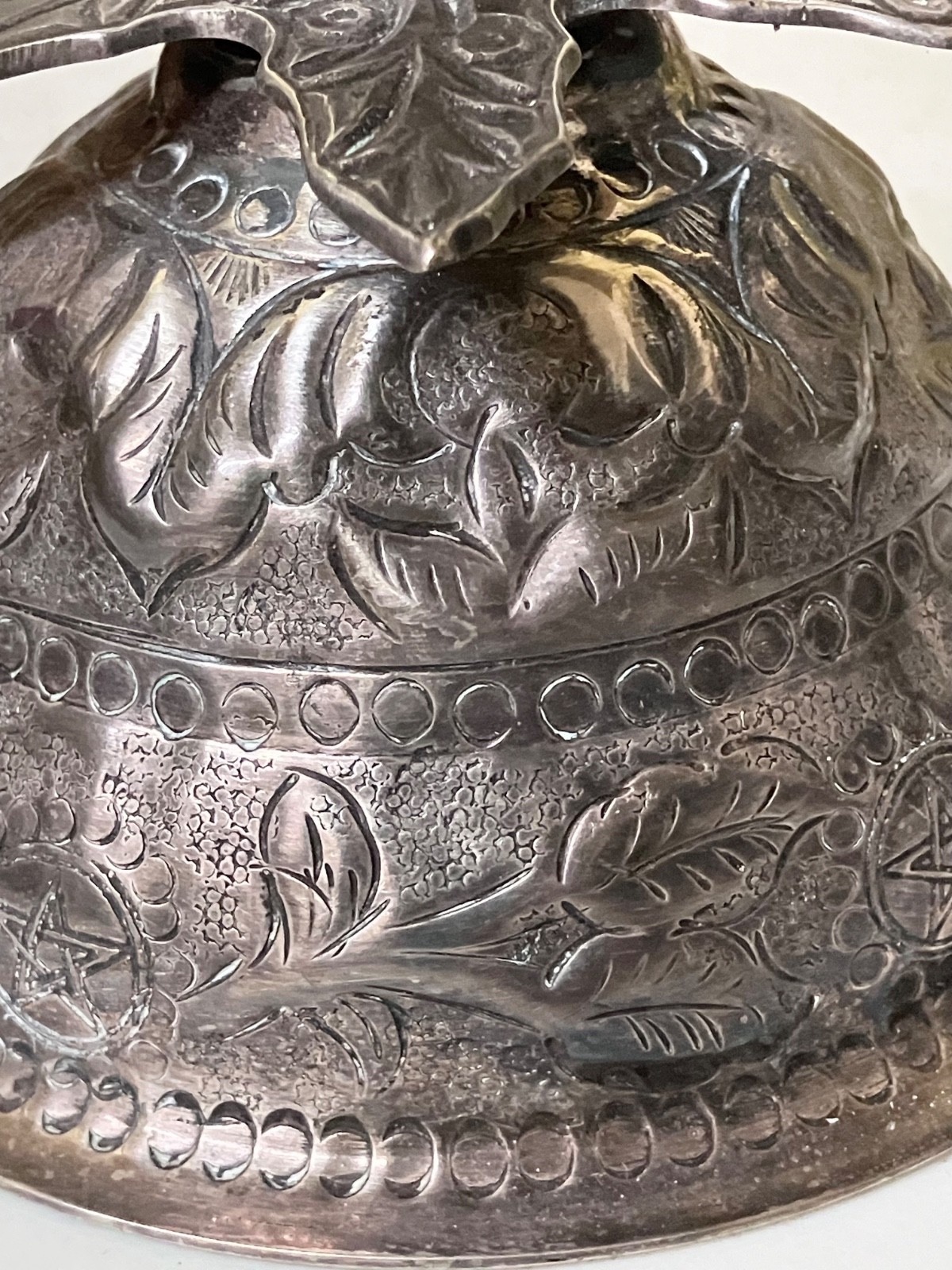 Chalice Carbochons Dragons Pentacle Stars Pentagram Hand Made Silver Plated 13”