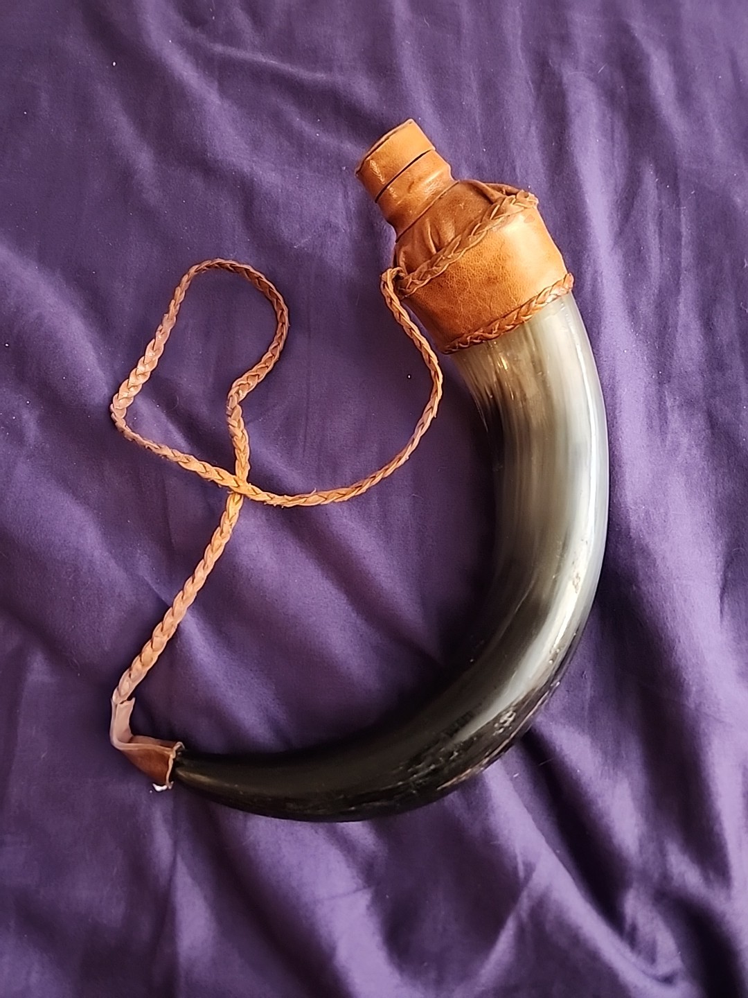 Rare | Handmade Bull Horn Drinking Flask Leather | Vintage HTF Fun Unique Viking