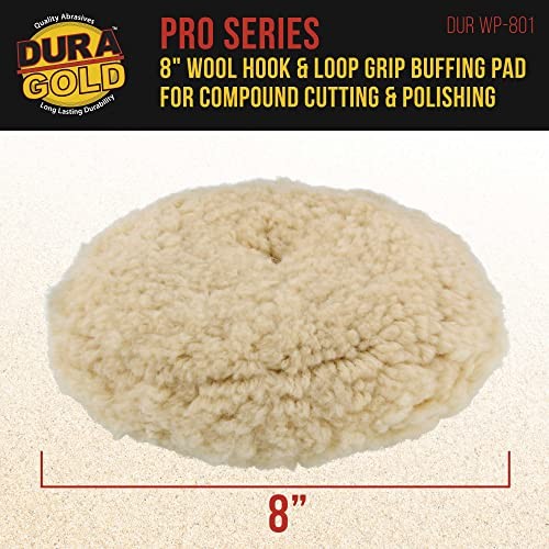 8" 100% Wool Hook & Loop Grip Buffing Pad for Compound Cutting & Polishing -