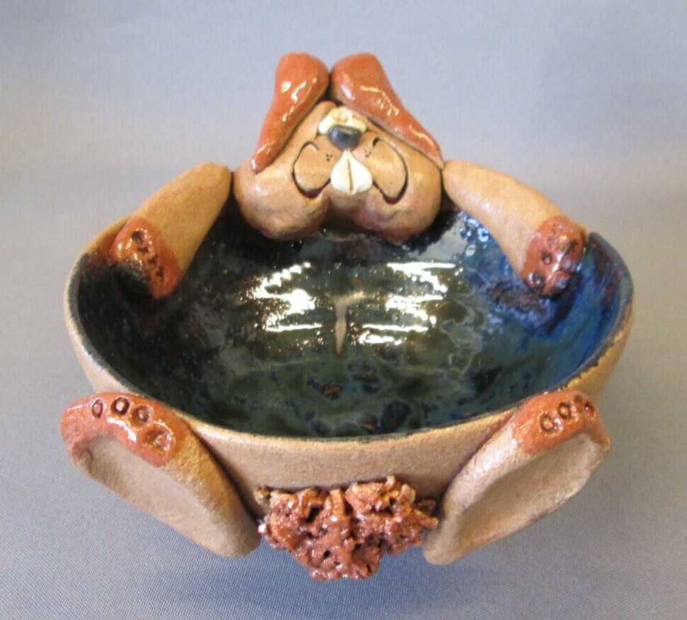 Hicks Art Pottery Bowl Rabbit Bunny Easter Novelty Whimsy