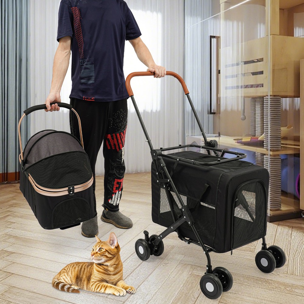 2-Tiers Small & Medium Dogs Stroller Dog & Cat Stroller Pet Stroller Foldable