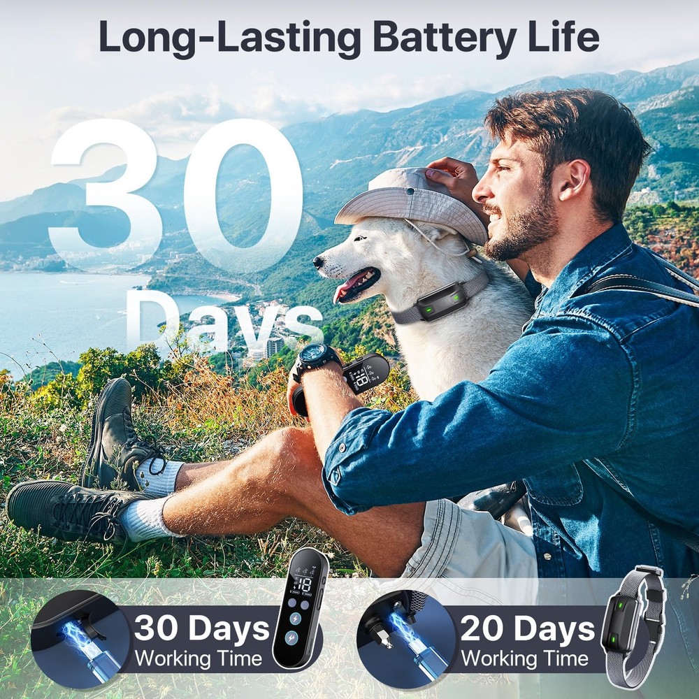 Dog Shock Collar with Remote Control, Dog Training Collar for Large Medium Do...