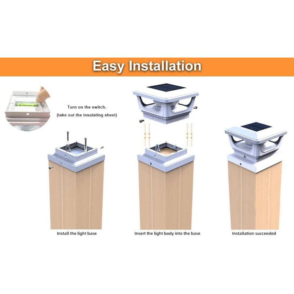 White Solar Post Cap Lights for 3x3, 4X4 Posts (2 PACK) BICSGL-12WHT