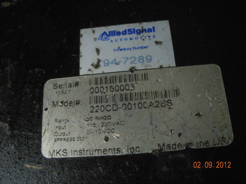 MKS Baratron 220CD-00100A2BS Differential Capacitance Manometer