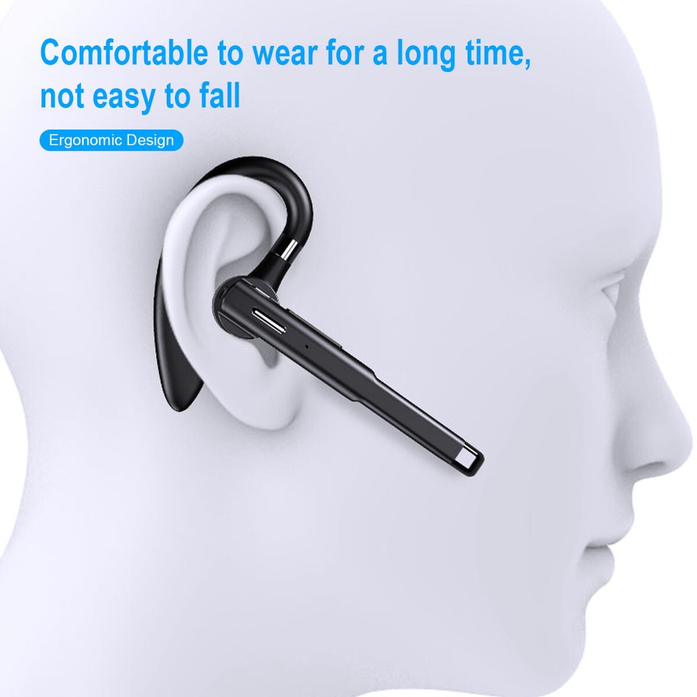 Bluetooth 5.1 Earpiece Dual Mic Earbud Noise Cancelling Trucker Wireless Headset