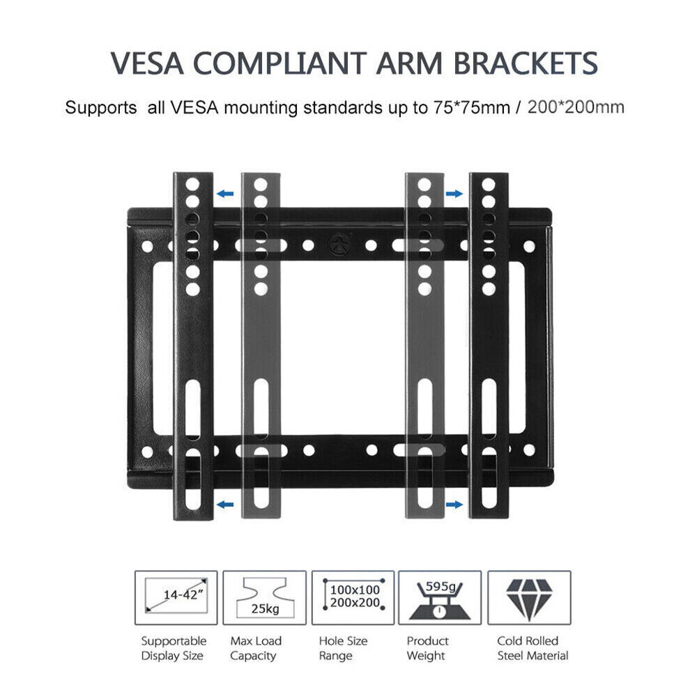 TV WALL MOUNT Fixed Full Motion BRACKET VESA（14-42“) 55lbs Loading Capacity US