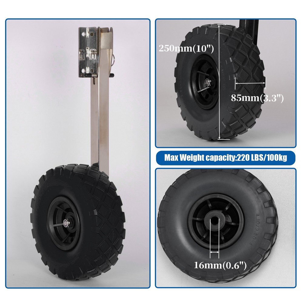 BRIS Inflatable Boat Transom Launching Wheel 10" solid wheels