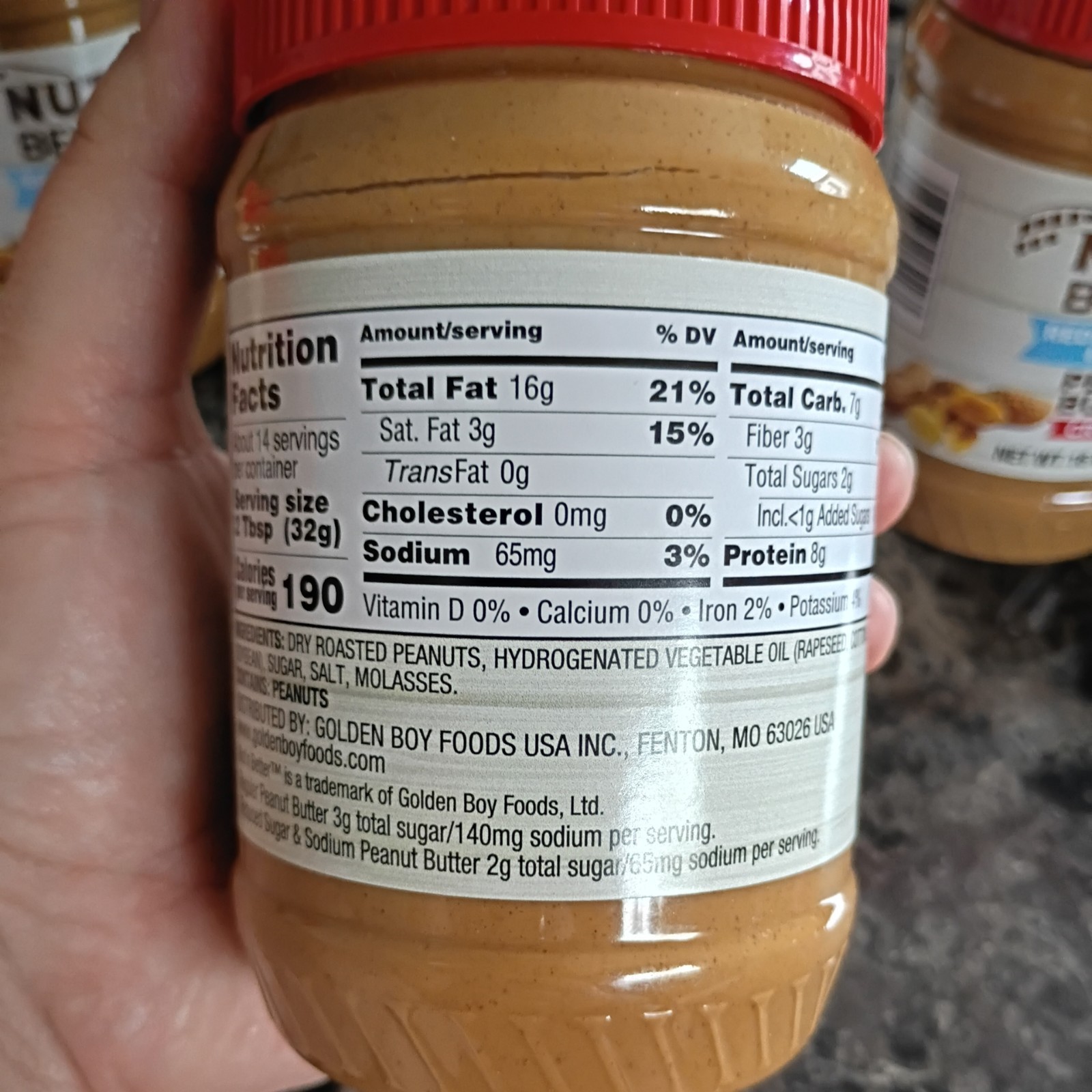 Nut'N Better CREAMY Peanut Butter Low Sugar/Sodium 16 oz (PACK of 3)