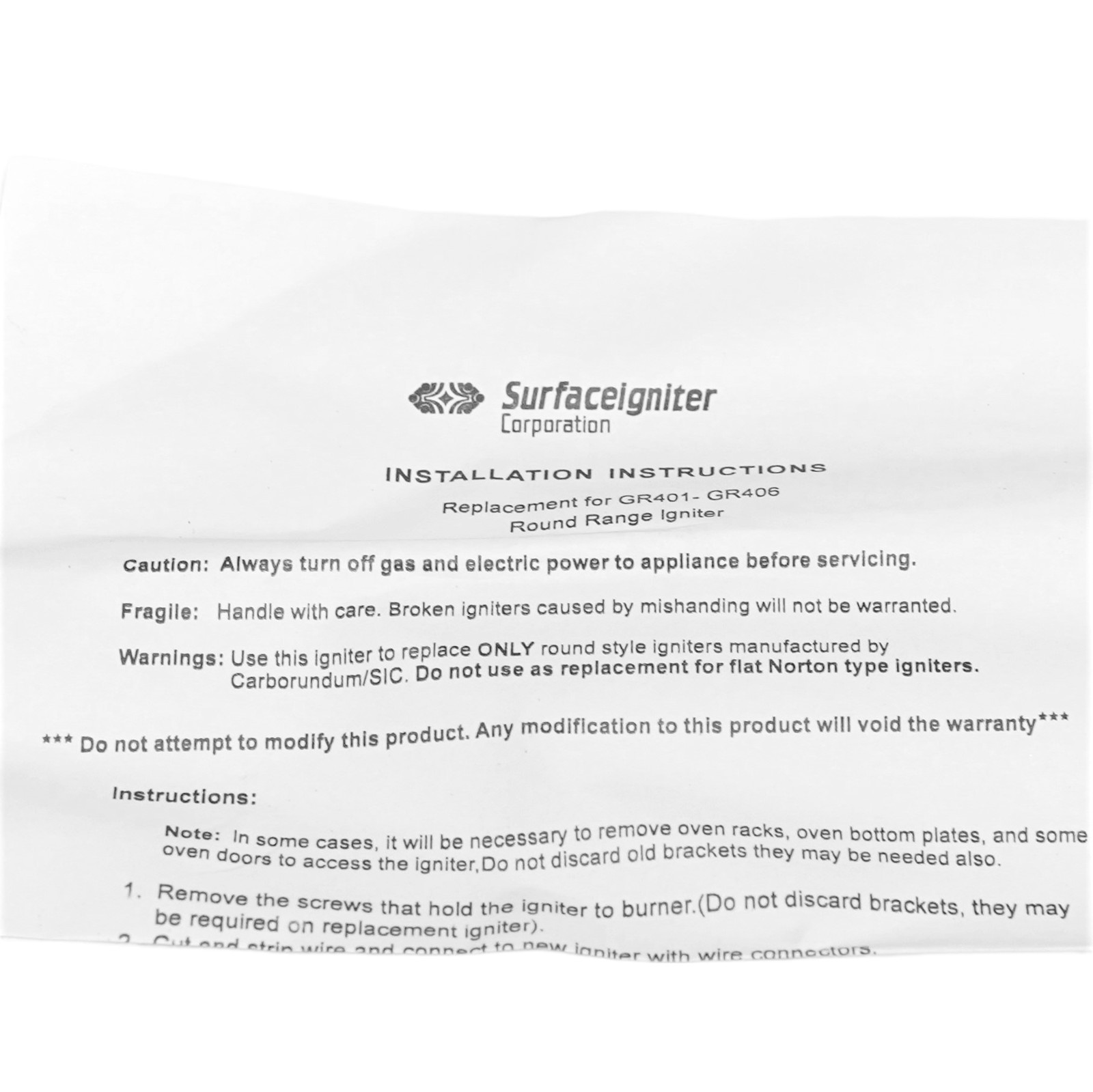 AR403 for WB2X9154 GE Roper Gas Range Oven Igniter AP2014008 PS243425