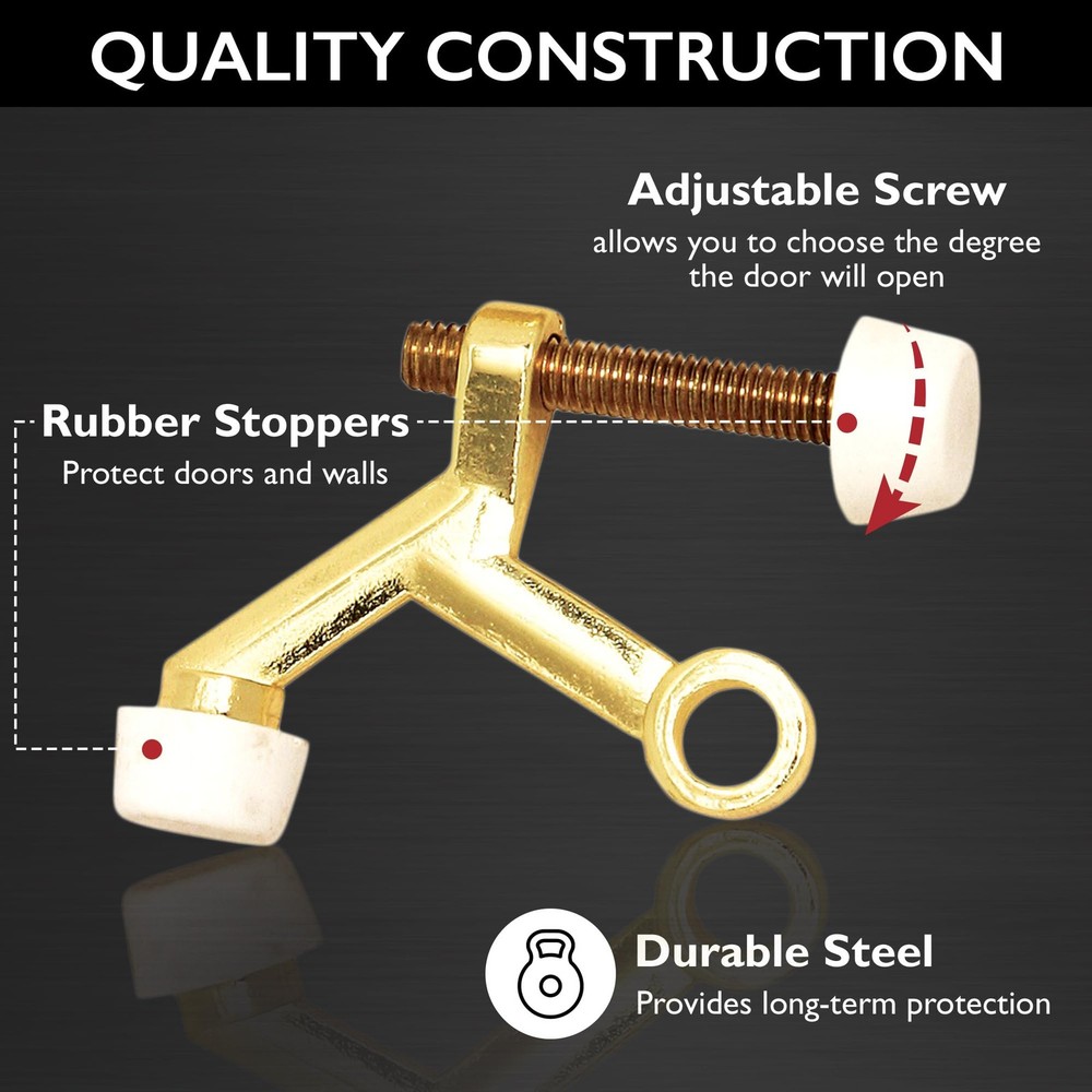 Adjustable Hinge Pin Door Stop Wall Protector with Rubber Tip, 5-Pack