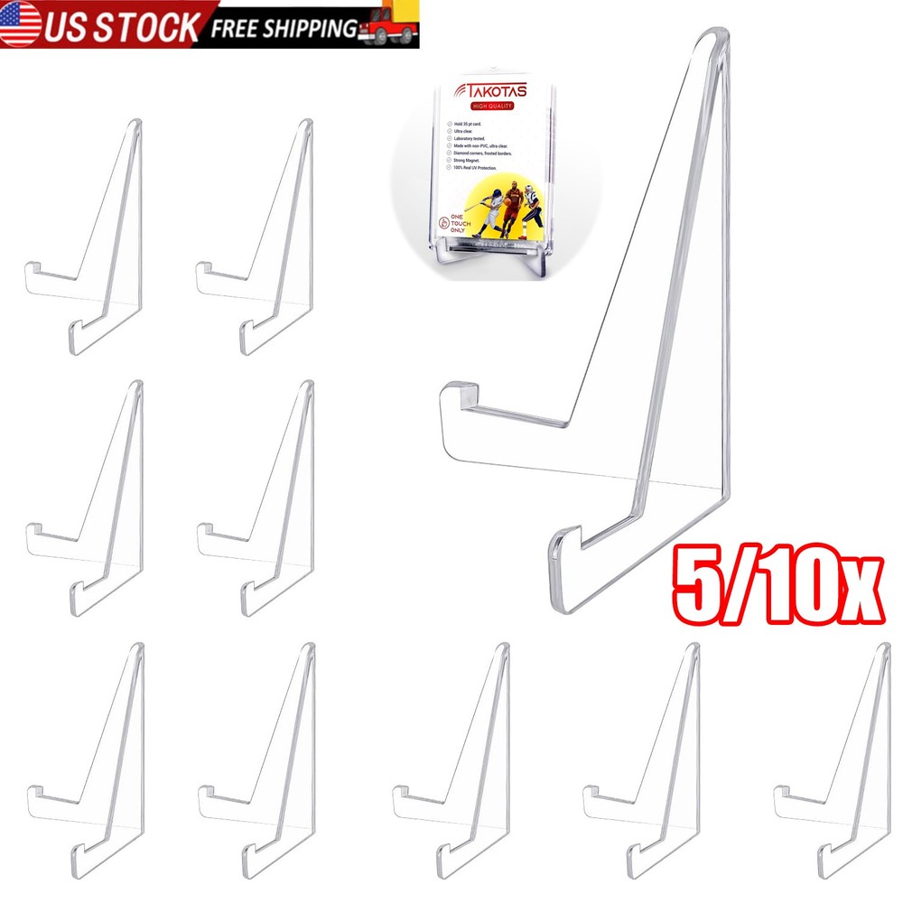 5/10x Plastic Card Display Stand, Super Hard Clear Display for Baseball, Sports