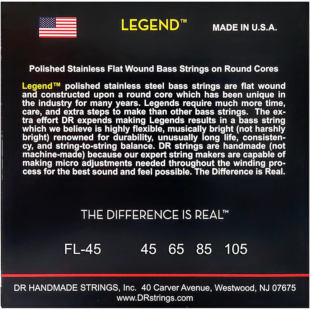 DR Strings Flatwound Legend Bass Strings Medium