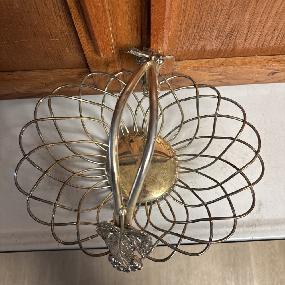 Godinger Silver Art Co. Silverplate Grape Design Handled Oval Fruit Basket & Box