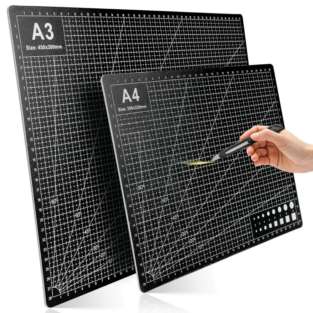 2 Pcs Large Cutting Mat Self Healing,Double Sided,Grid Line and Angles Help to C
