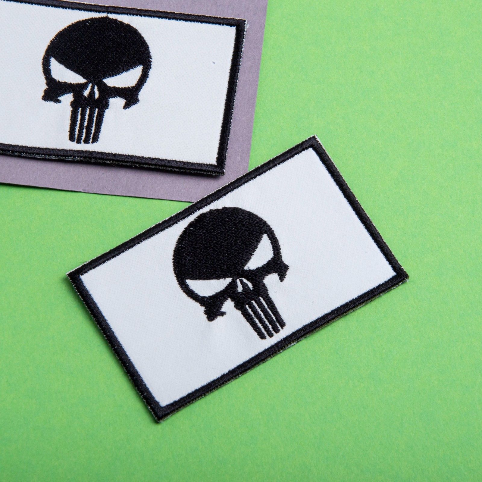 2Pcs Glow-in-the-Dark Skull Patch Set – Embroidered Tactical Morale Patches