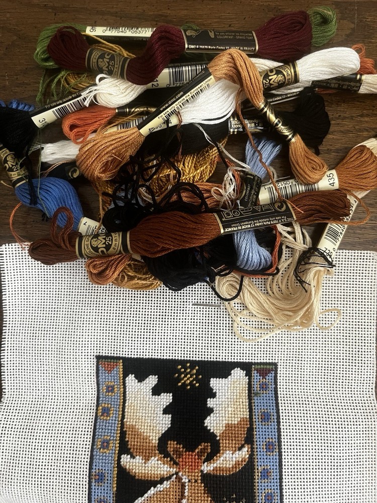 Alaska Moose Hand painted Needlepoint Canvas & Thread Party Finished