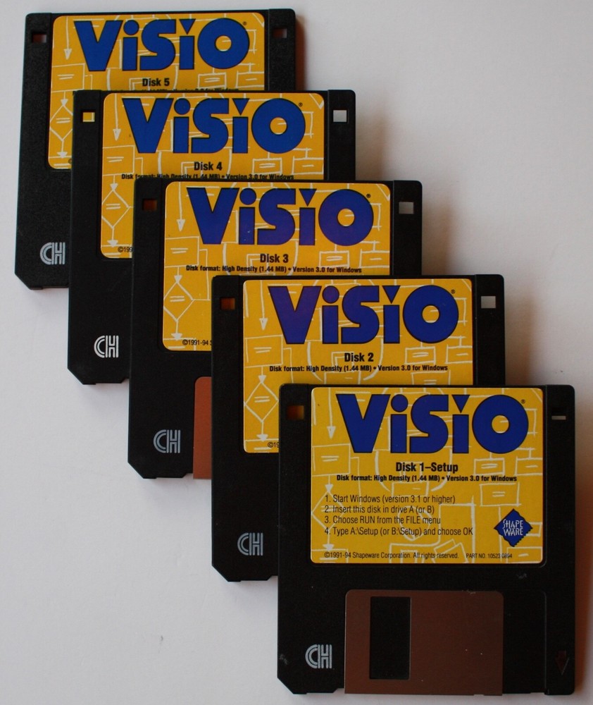 Visio Version 3.0 - Software 3.5” Floppy Disks For Windows