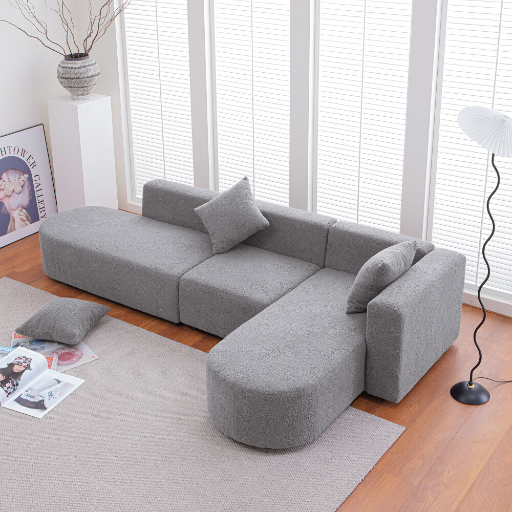 110.2'' Modern Sectional L shape boucle Sofa with curved seat