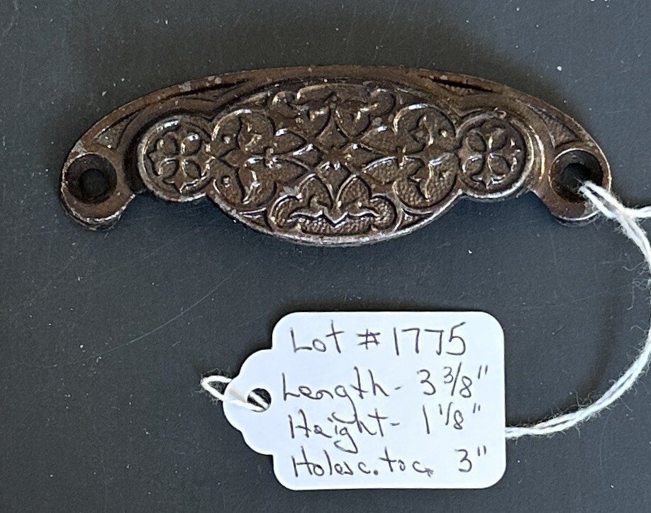 #1775-Vintage Cast Iron Apothecary Cabinet Bin Drawer Pull Pulls Handle