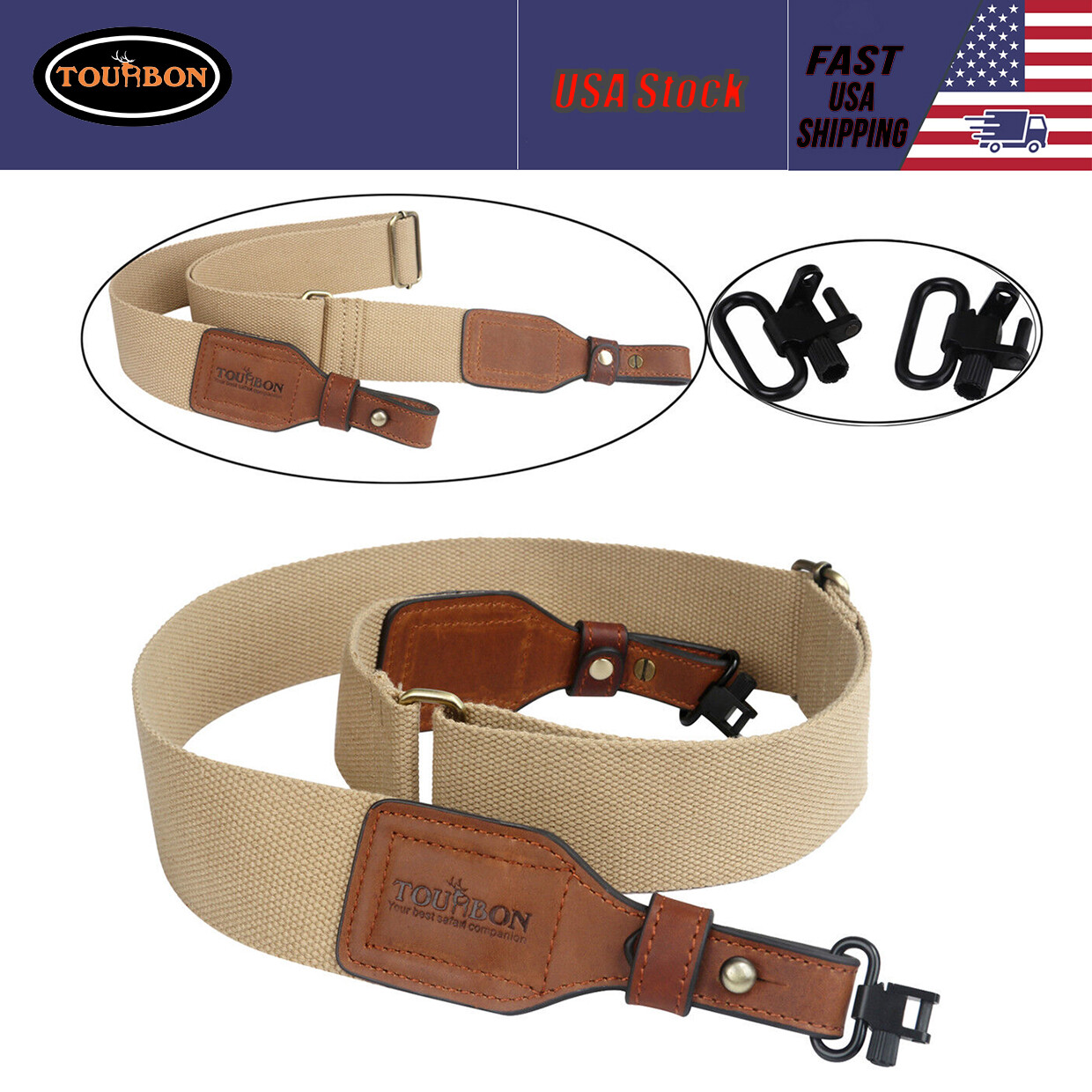 Tourbon Webbing Rifle Slings Shotgun Strap/2 Swivels Gun Mounted Shooting in USA