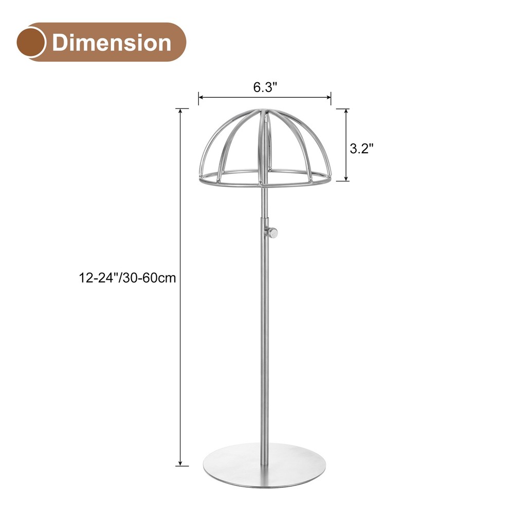 2 Pack Metal Hat Display Stand Adjustable Tabletop Wig Holder Silver