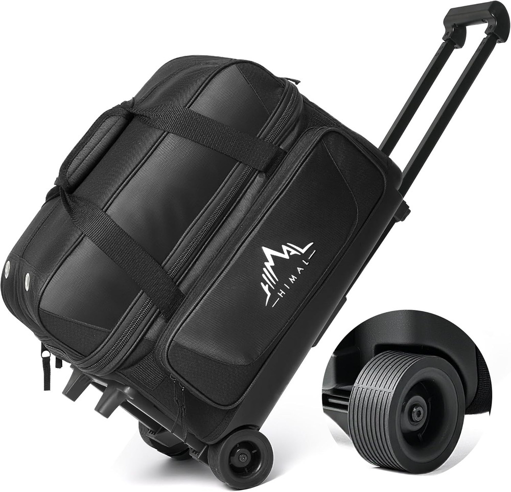 Double Roller 2 Ball Bowling Bag with Separate Shoe Compartment for Bowling Shoe