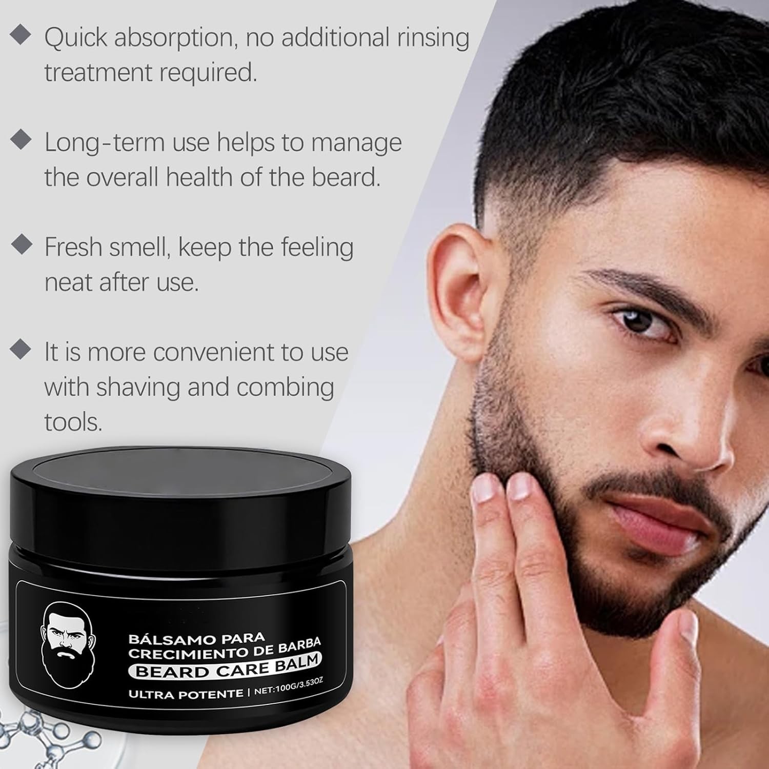 NEW Apolo Para Barba, Bálsamo Estimulante de Barba, Ultra Potente Beard Stimu...