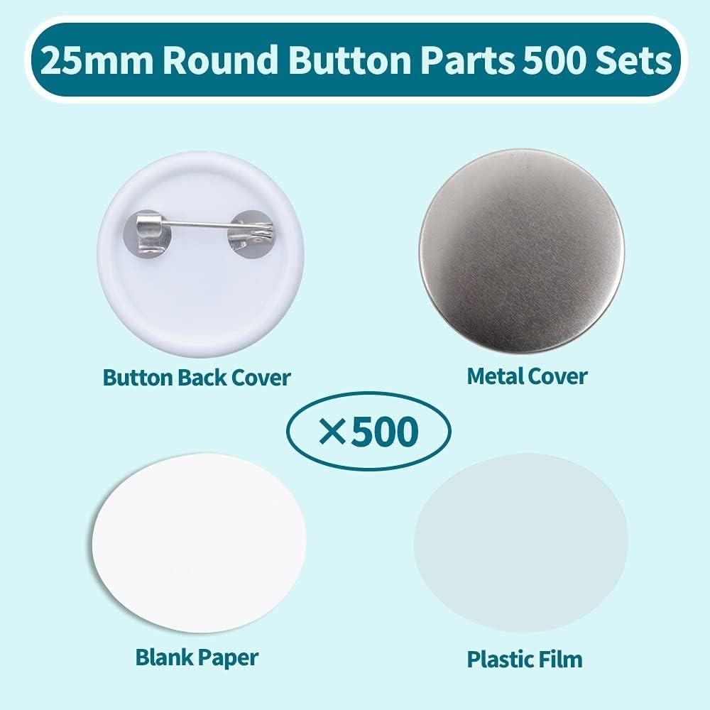 Blank Pin Back Button Supplies 500pc