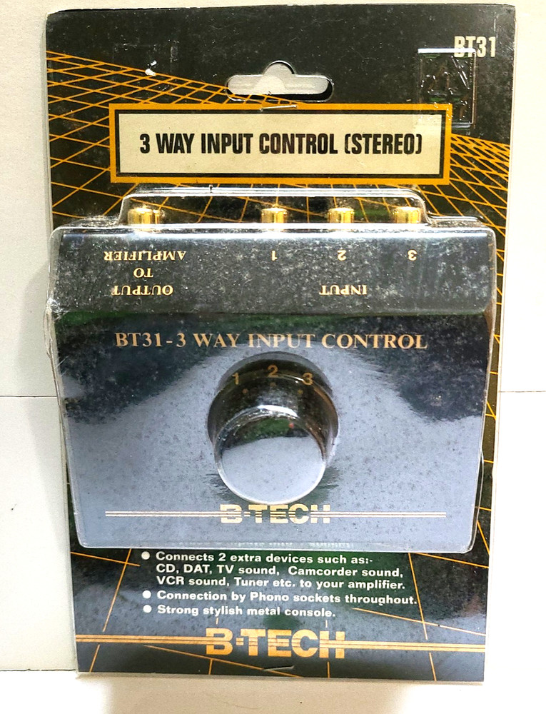 B TECH - 3 Way Input Control Switch - Stereo - BT31, New Old Stock