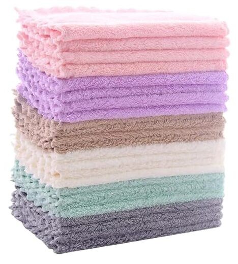 24 Pack Kitchen Dishcloths - Does Not Shed Fluff - 7 x 9 Inch Multicolor