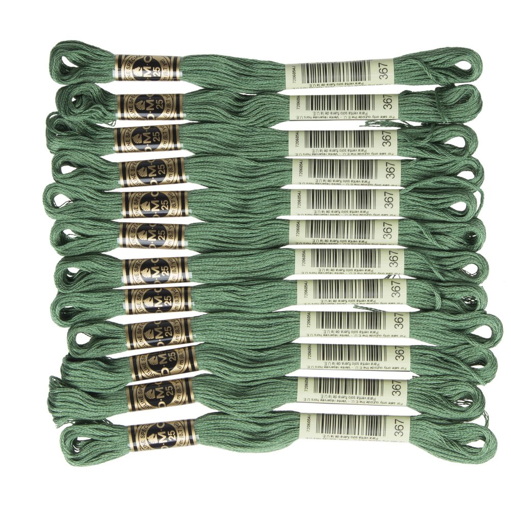 DMC #367#25 Thread Embroidery Thread, 12 Bundles, Green Type DMC25B