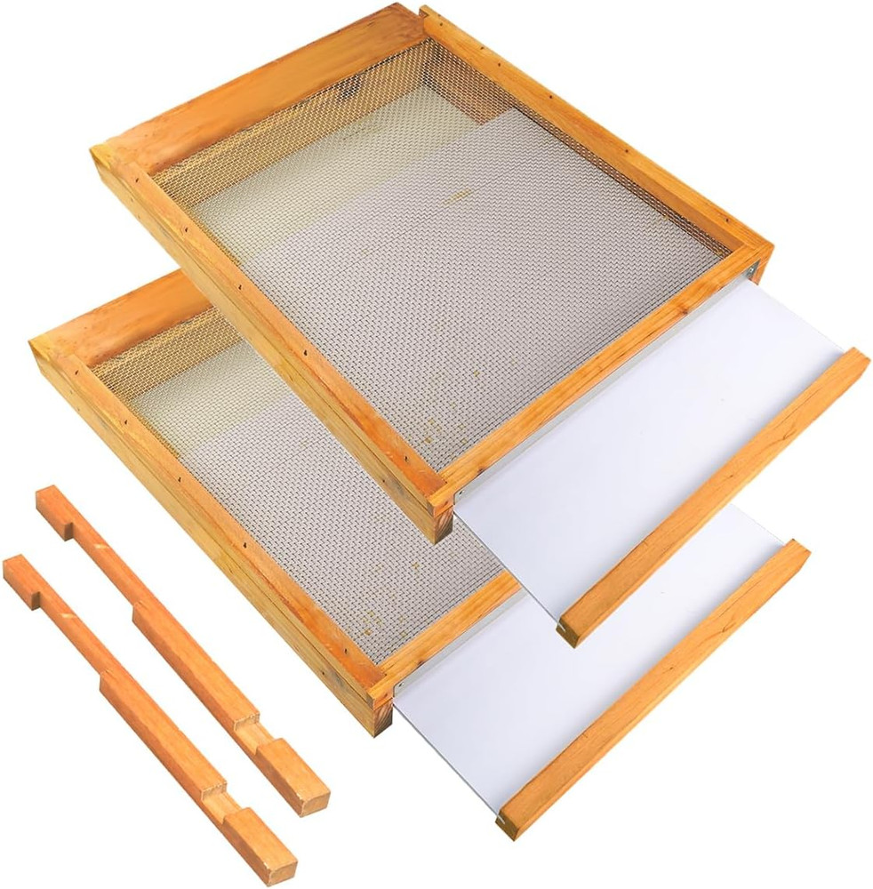 2Pcs Beehive Screened Bottom Board 10 Frame Langstroth Bee Hive Screened Bottom