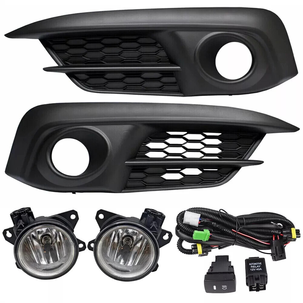 For 2016-2018 Honda Civic Sedan Front Bumper Upper Lower Grille W/ Fog Light