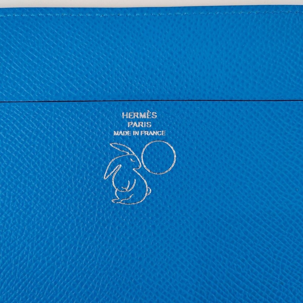 HERMES Ulysse Mini Notebook Cover Blue Leather With Notebook New