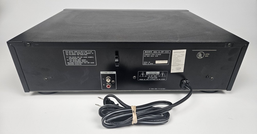 Sony CDP-C225 CD Player 5 Disc High Density Linear Converter Compact Tested