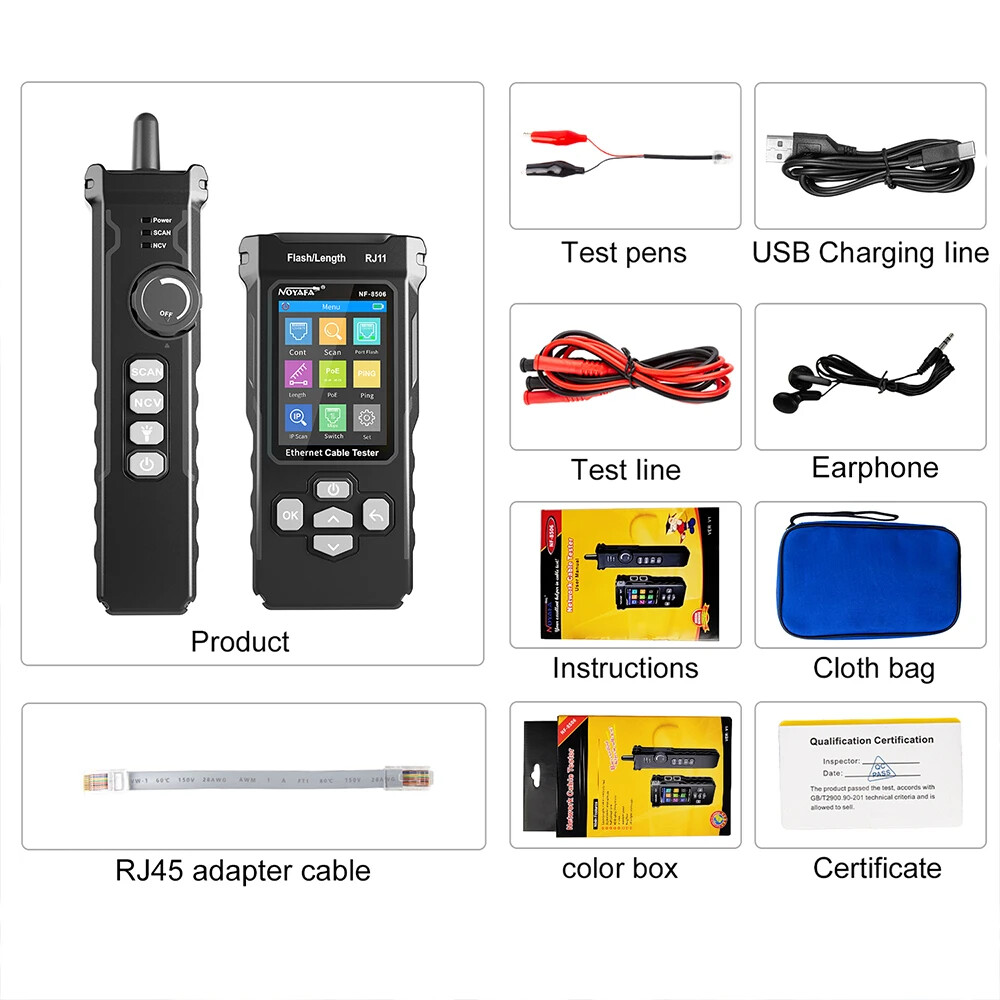 Network Cable Tester Supports PING Test/IP Scan/network Port Speed Cable Tracker