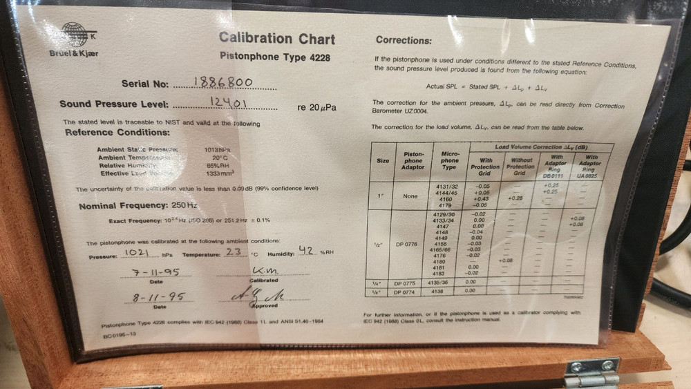 Bruel & Kjaer Type 4228 Pistonphone