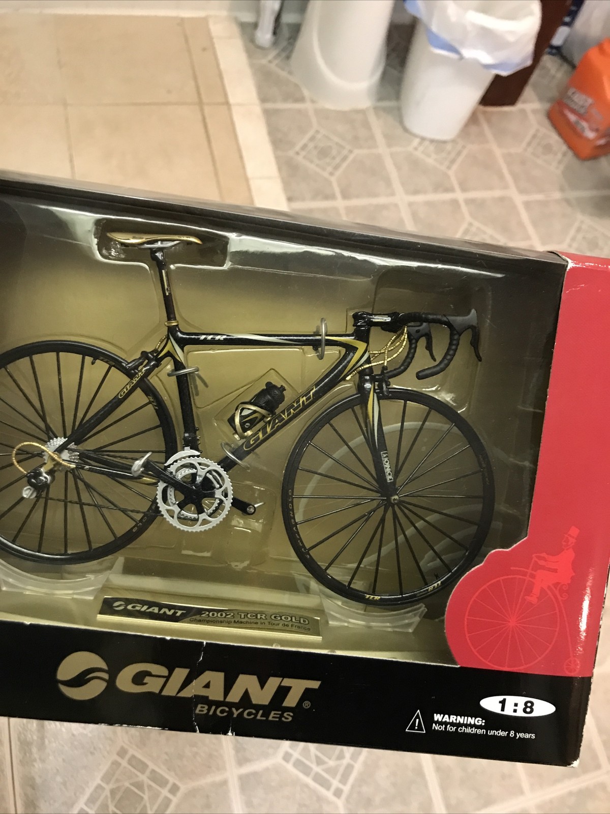 VTG 2002 Giant TCR ONCE Gold 1:8 Scale Die Cast Bicycle Tour de France