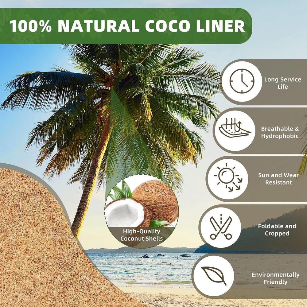 30 inch Coco Liners Trough 3 Pack Window Boxes Planters Coconut Husk Railing