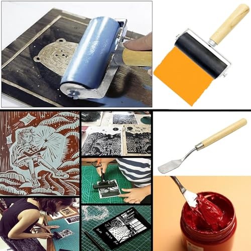 4 Pack Rubber Roller - Brayer Rollers with 3 Size for Crafting Brayer Rollers