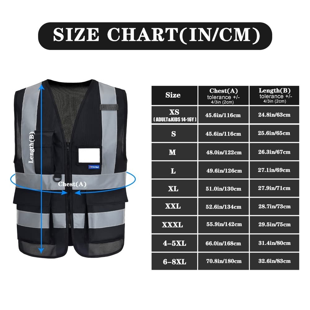 A-SAFETY High Visibility Vest construction vest black X-Large