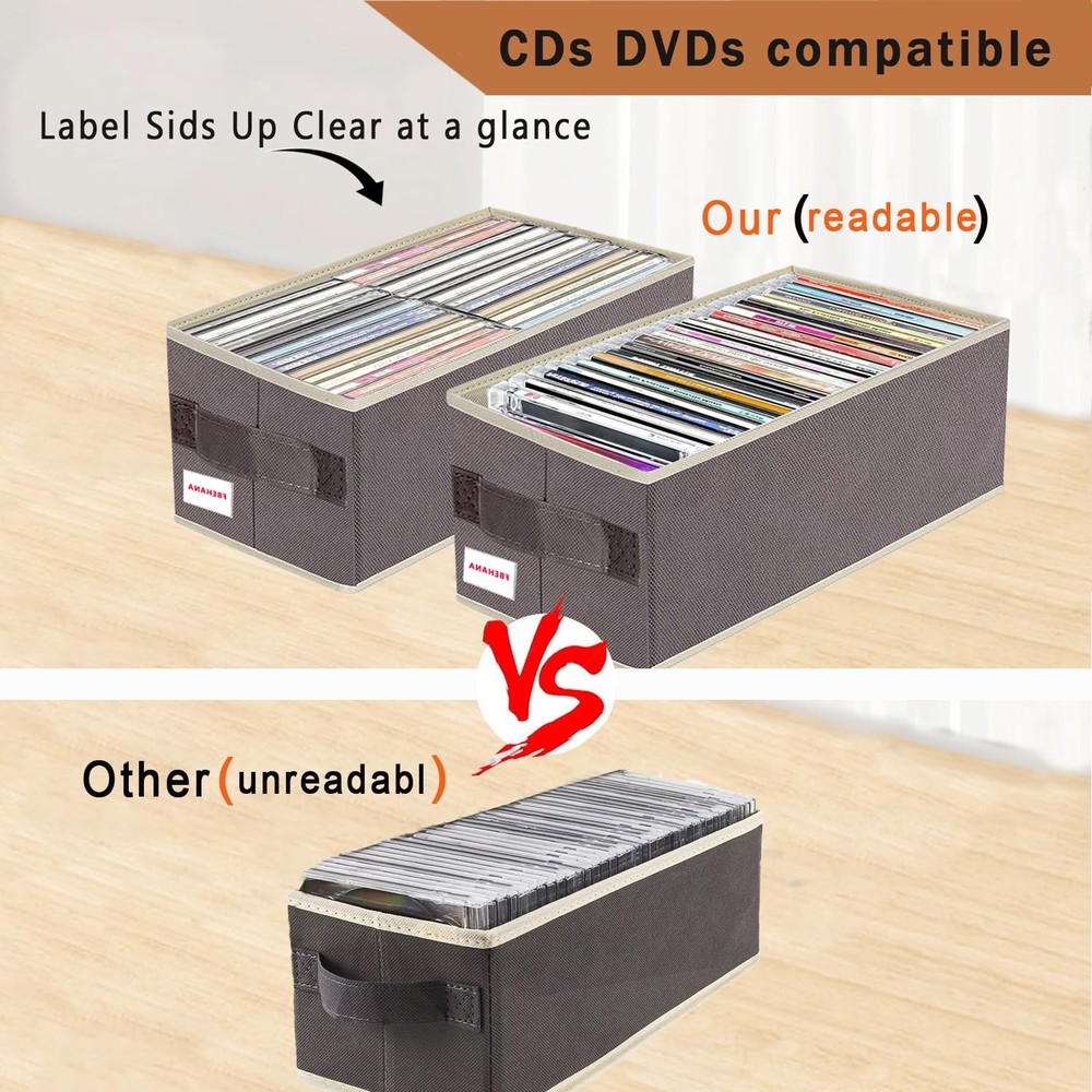 CD/DVD storage box Universal stackable organizer with lid Blu-ray disc media