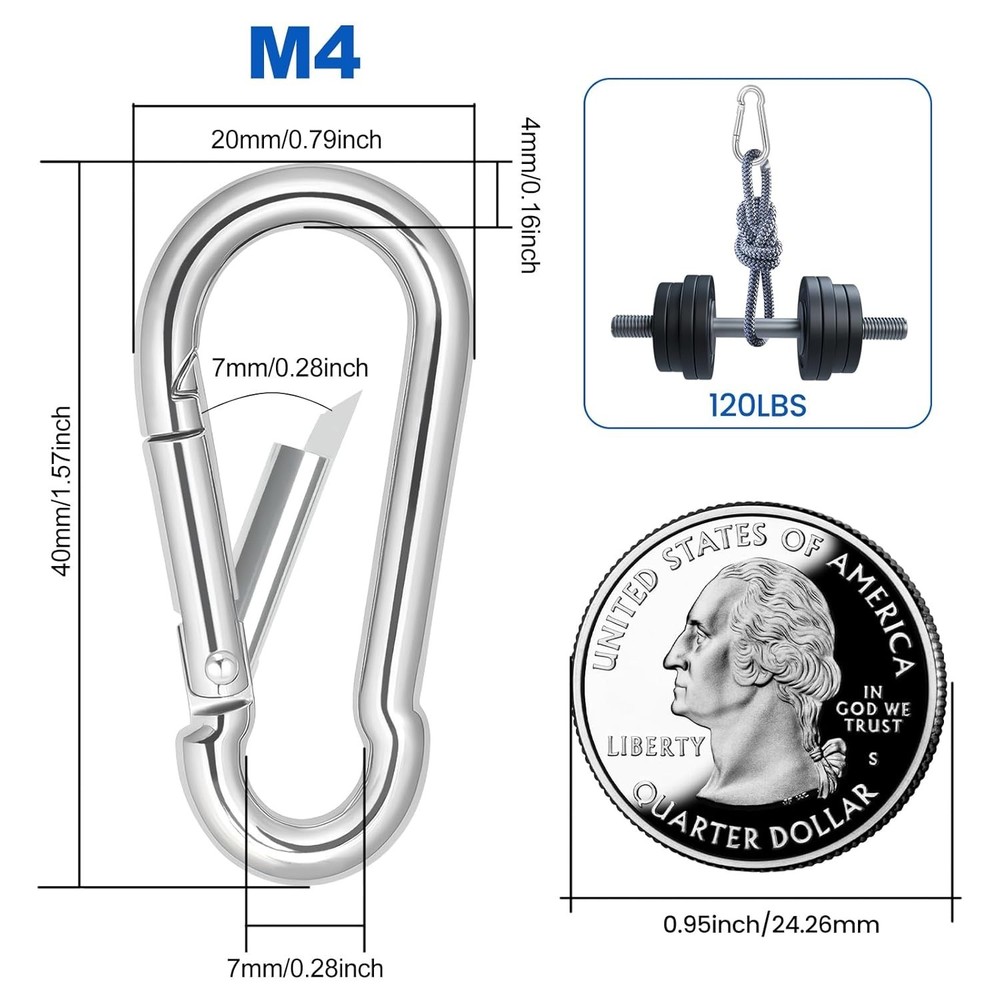 10PCS Mini Carabiner Clips 1.57” Heavy Duty Spring Snap Hooks Multi Use